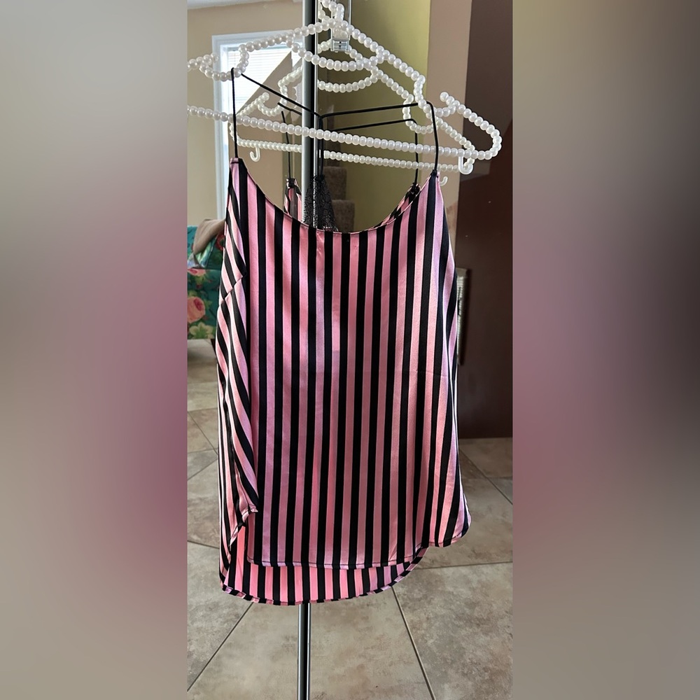 Victorias Secret OG Pink Stripes satin Tank